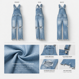 Distressed Denim Overall Jumpsuit – Lightweight Summer Bib Overalls for Women