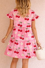 Cute Cherry Floral Mini Dress