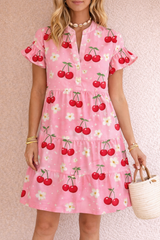 Cute Cherry Floral Mini Dress