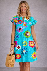 Holiday Paisley Flutter Sleeve Mini Dress