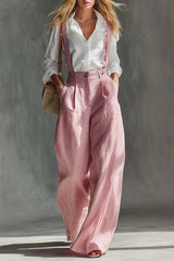 Daily Pink Pocket Elegant Linen Overalls