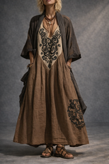 Boho Retro Loose Linen Cotton Two-piece Set