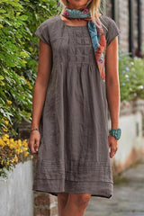 Boho Chic Pleated Cotton Mini Dress