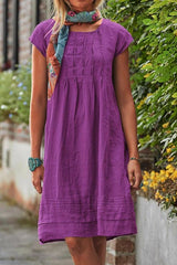 Boho Chic Pleated Cotton Mini Dress