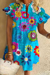 Fresh Paisley Print Smock Dress