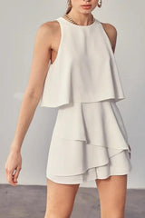 Halter Neck Ruffle Chiffon Romper