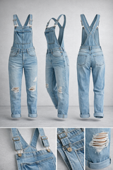 Casual Ripped Denim Overalls