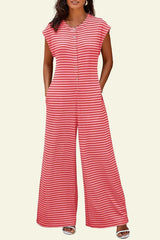 Women's Oversized Striped Sleeveless Jumpsuit
