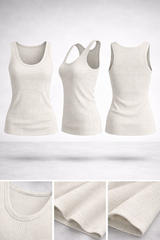 Scoop Neck Ribbed Solid Sleeveless Top