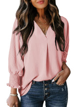Women's Casual 3/4 Sleeve V Neck Basic Tops