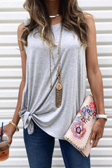 Heididress Casual Side Tie Knot Front Tank Top
