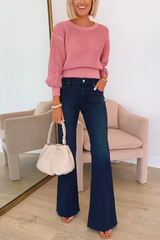Heididress Raw Hem Flare Bottoms Denim Pants
