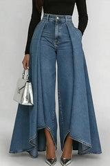 Women's High-waisted Casual Loose-fitting Wide-leg Jeans