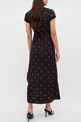 Boho Floral Midi Dress – Vintage Rose Print V-Neck Summer Vacation Dress