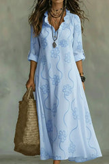 Retro Ruffled Collar Floral A-line Dress