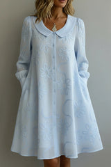 Vintage Peter Pan Collar Embroidered Floral Dress