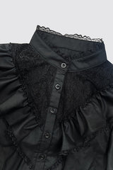 Gothic Style Long-Sleeve Blouse for Women, Perfect for Halloween Themes