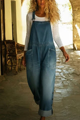 Women's Casual Denim Overalls Jumpsuit