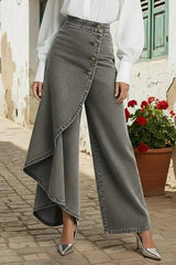 Women's High-Waisted Relaxed Fit Wide-Leg Jeans With A Stylish Design