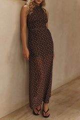 Isla Maxi Dress (Choc Micro Polka)