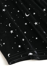 Black 1960s Star V-Neck Velvet Dress