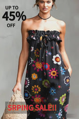 Women's Colorful Strapless Casual Loose Cotton And Linen Jumpsuit